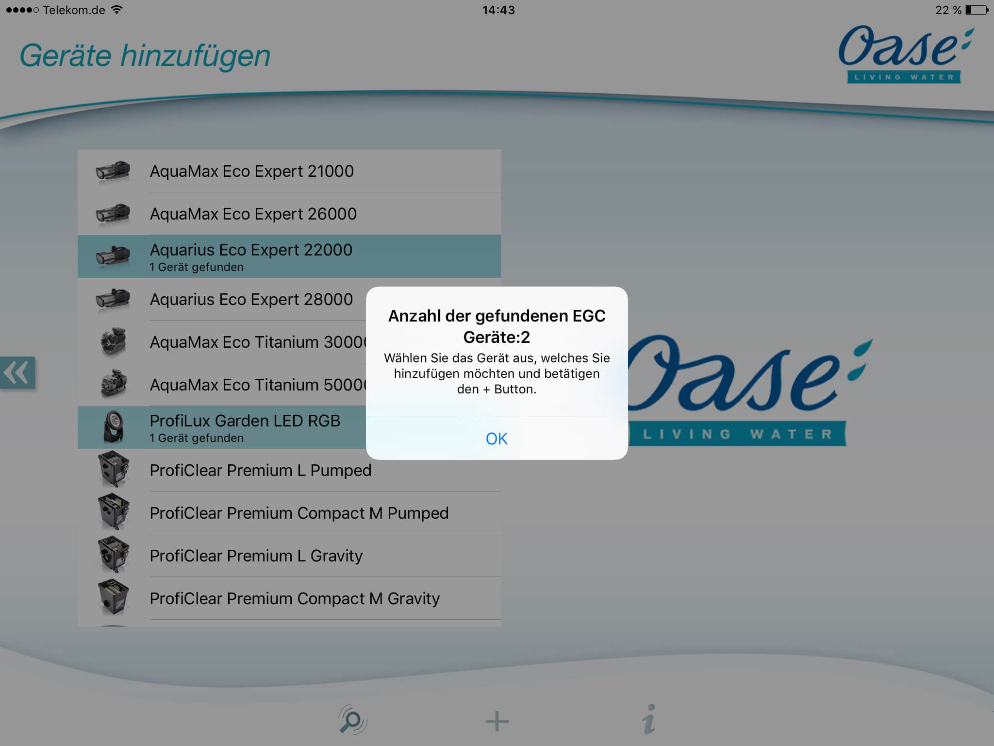 Geräte hinzufügen OASE App